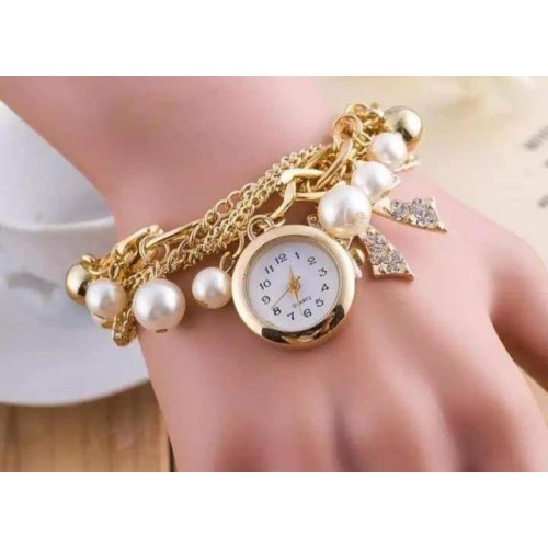 Stylish Luxury Pearls Bracelet Women's Wrist Watch 